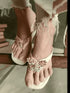 Salmon Pink Butterfly Jewelled Wedges - cunei